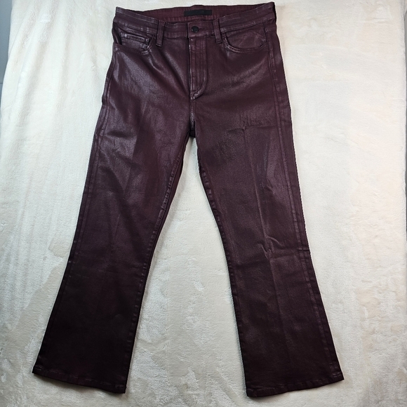 Joe’s Jeans High Rise The Callie 31 Women’s Waxed Cropped bootcut Rum Raisin - Picture 1 of 12